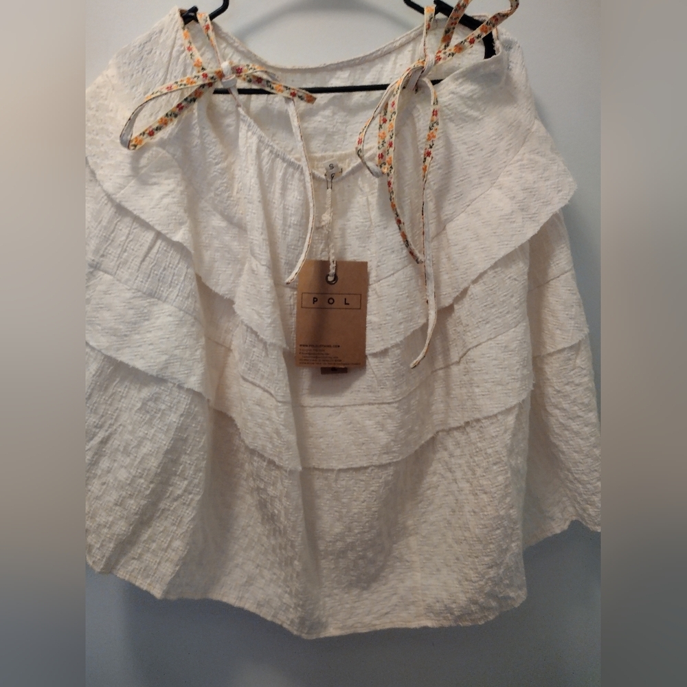 POL Cream Ruffled Off-Shoulder Blouse - Picture 2 of 5